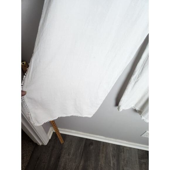 Soft Surroundings pull on linen blend beach pants sz L Gauzy slit leg stretch - Picture 3 of 10